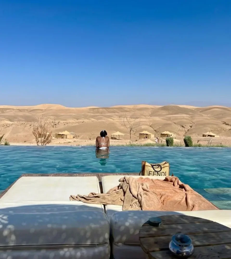 swimming Lunch in The luxury camp Agafay Desert